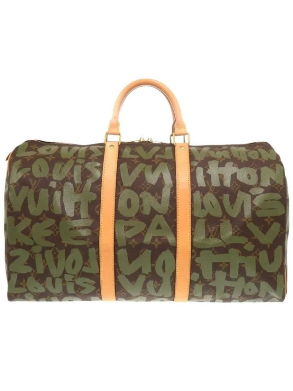 Louis Vuitton Keepall 50 Monogram Graffiti Khaki Boston Bag 0750